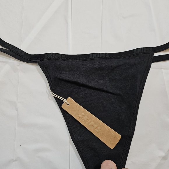 NWT SKIMS Cotton Logo String Thong (Soot) Size XL - Picture 9 of 10